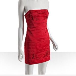 BCBG red satin tiered mini dress with removable straps 6
